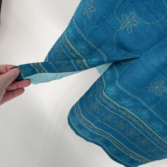 Patchington Floral Dots Sleeveless Sheath Dress Sz M Blue Ombre Gold Textured - Picture 9 of 12